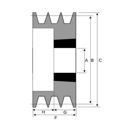 85X3SPA 85mm Pitch Diameter SPA Section Tapered Locking Bush Type Pulley with 3 Grooves (Bush not Incl.)