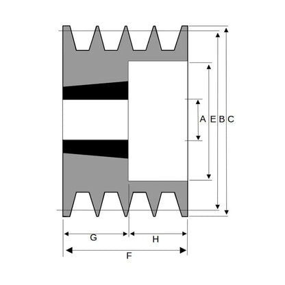 132X4SPA 132mm Pitch Diameter SPA Section Tapered Locking Bush Type Pulley with 4 Grooves (Bush not Incl.)