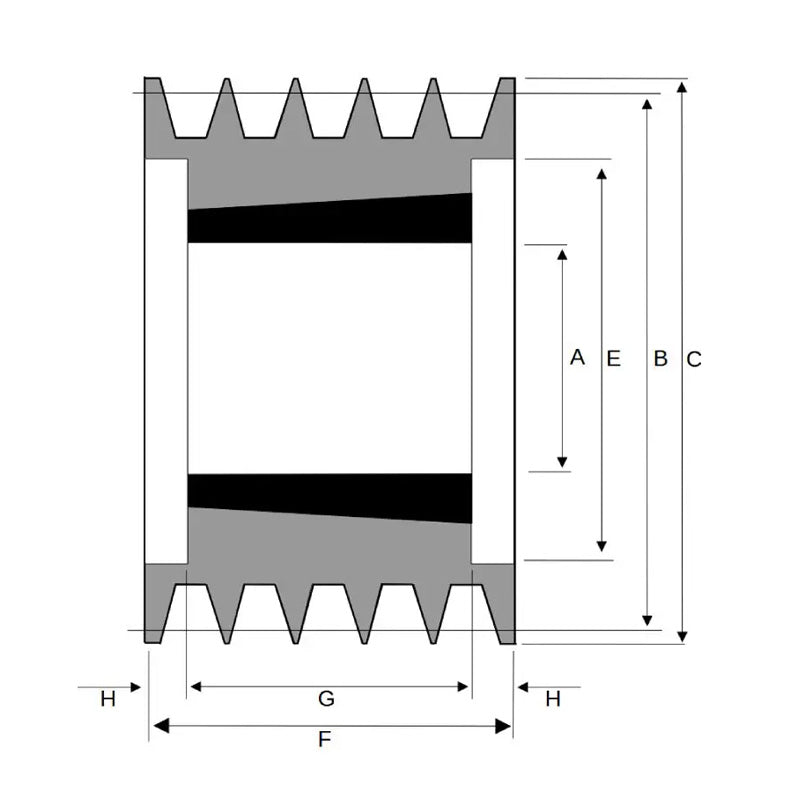 200X5SPA 200mm Pitch Diameter SPA Section Tapered Locking Bush Type Pulley with 5 Grooves (Bush not Incl.)