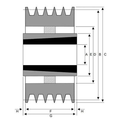 PowerDrive 630X5SPA 630mm Pitch Diameter SPA Section Tapered Locking Bush Type Pulley with 5 Grooves (Bush not Incl.) - Allow 2-3 Days
