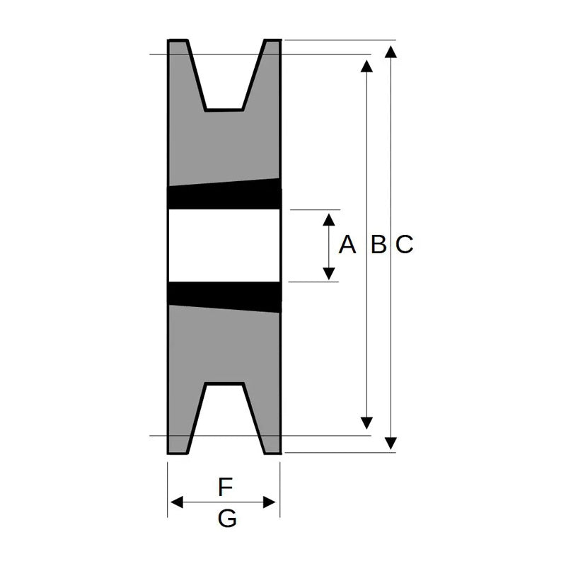 132X1SPB 132mm Pitch Diameter SPB Section Tapered Locking Bush Type Pulley with 1 Groove (Bush not Incl.)