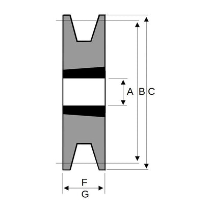 112X1SPB 112mm Pitch Diameter SPB Section Tapered Locking Bush Type Pulley with 1 Groove (Bush not Incl.)