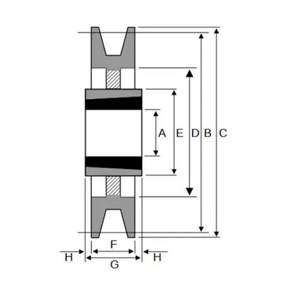224X10SPB 224mm Pitch Diameter SPB Section Tapered Locking Bush Type Pulley with 10 Grooves (Bush not Incl.)