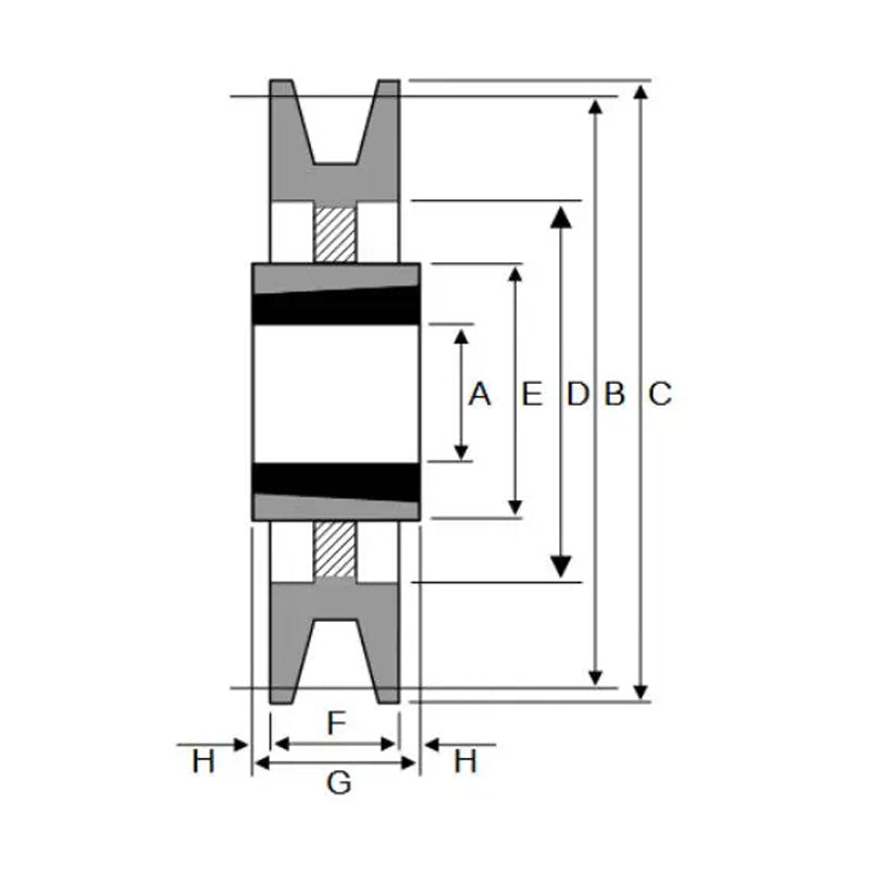PowerDrive 236X1SPB 236mm Pitch Diameter SPB Section Tapered Locking Bush Type Pulley with 1 Groove (Bush not Incl.) - Allow 2-3 Days