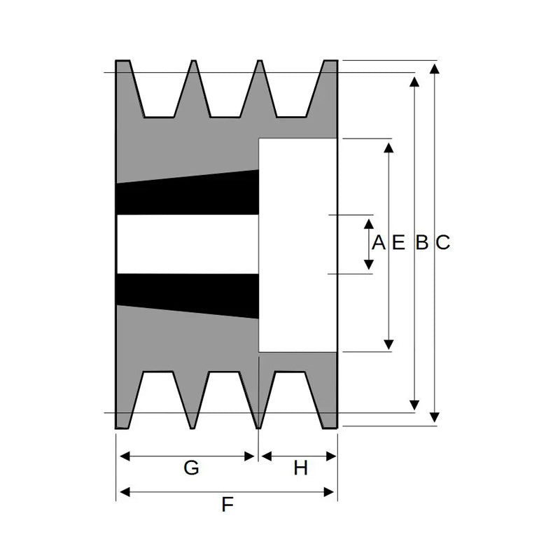 200X3SPB 200mm Pitch Diameter SPB Section Tapered Locking Bush Type Pulley with 3 Grooves (Bush not Incl.)