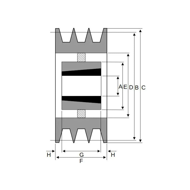 224X3SPB 224mm Pitch Diameter SPB Section Tapered Locking Bush Type Pulley with 3 Grooves (Bush not Incl.)