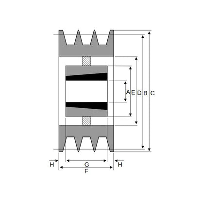 630X3SPB 630mm Pitch Diameter SPB Section Tapered Locking Bush Type Pulley with 3 Grooves (Bush not Incl.) - Allow 2-3 Days