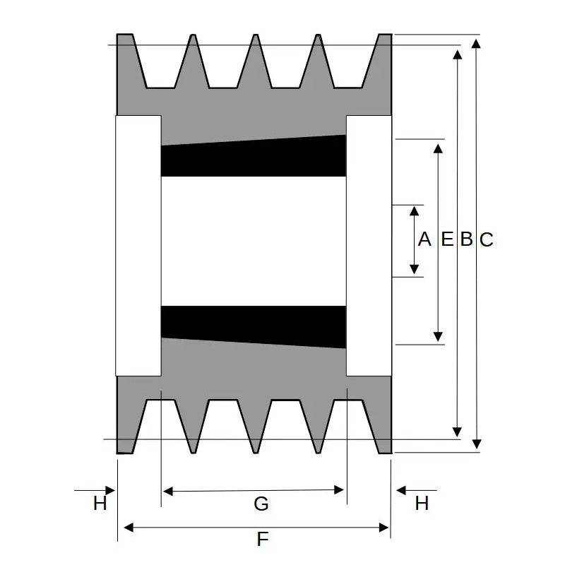 170X4SPB 170mm Pitch Diameter SPB Section Tapered Locking Bush Type Pulley with 4 Grooves (Bush not Incl.)