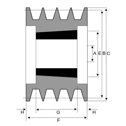 170X4SPB 170mm Pitch Diameter SPB Section Tapered Locking Bush Type Pulley with 4 Grooves (Bush not Incl.)