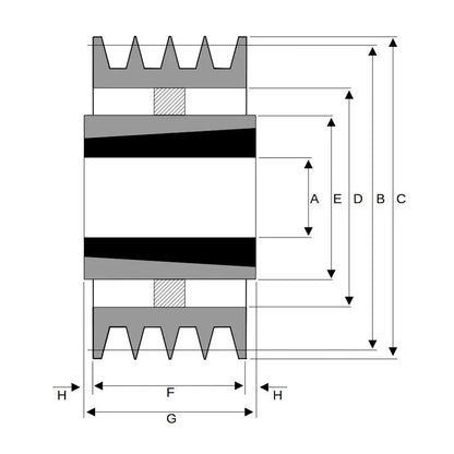 300X4SPB 300mm Pitch Diameter SPB Section Tapered Locking Bush Type Pulley with 4 Grooves (Bush not Incl.)
