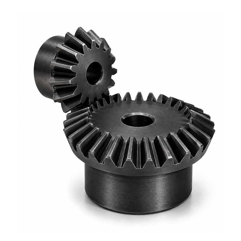 SRBDP12/2 18/36 Tooth Imperial En8 Steel Bevel Gear Set with Grub Screws 2:1 Ratio 12DP 20deg Pressure Angle