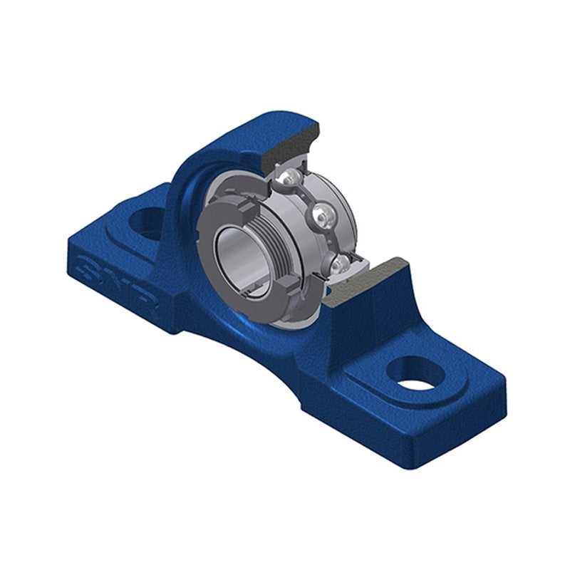 SNR UKP312H Metric Cast Iron Two Bolt Pillow / Plummer Block Housing Insert and Adaptor Sleeve Fits 55mm Shaft - Allow 2-3 Days